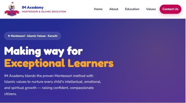 IM Academy website by Nash