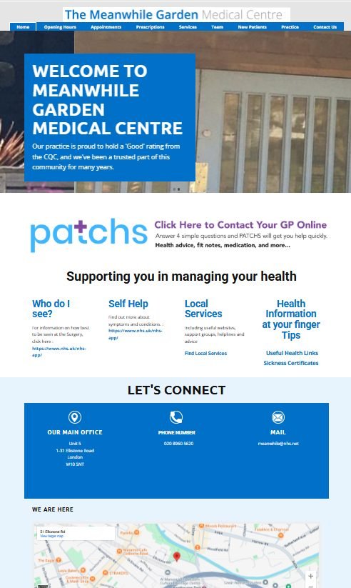 Meanwhile Garden Medical Centre website by Nash